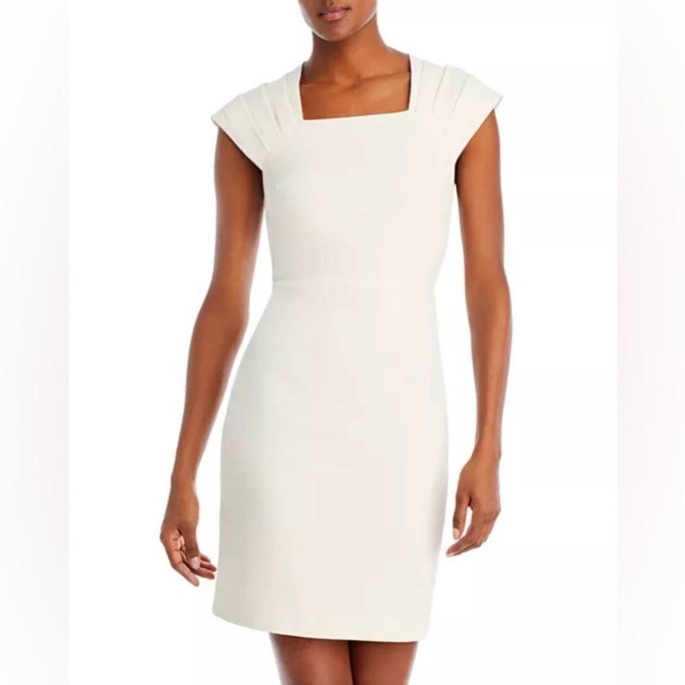 Alice + Olivia White Square-Neck Midi Dress LIKE NEW